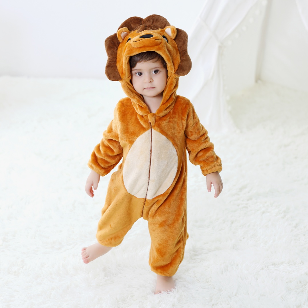 Newborn Baby Cute Lion Animal  - Cotton Baby Onesies Zipper recension och pris