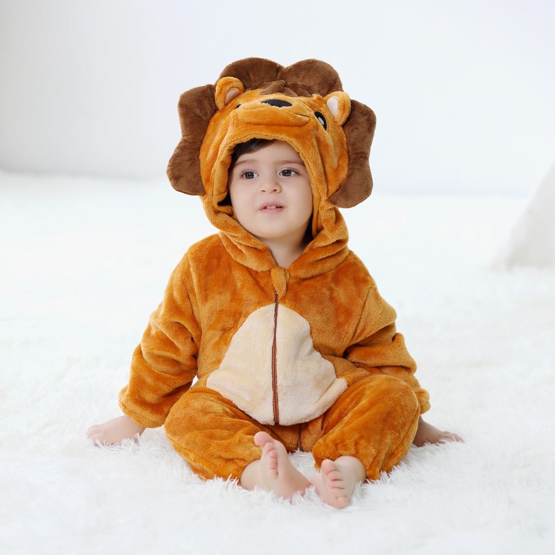 Newborn Baby Cute Lion Animal  - Cotton Baby Onesies Zipper recension och pris