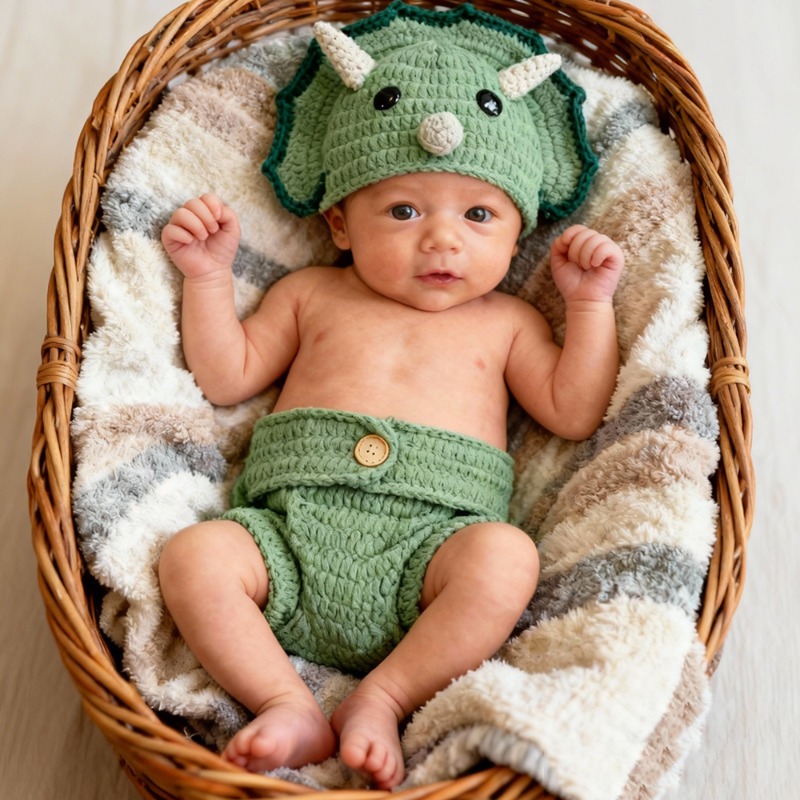 2pcs Crochet Dinosaur Newborn  - Infant Photography Props Outfit recension och pris