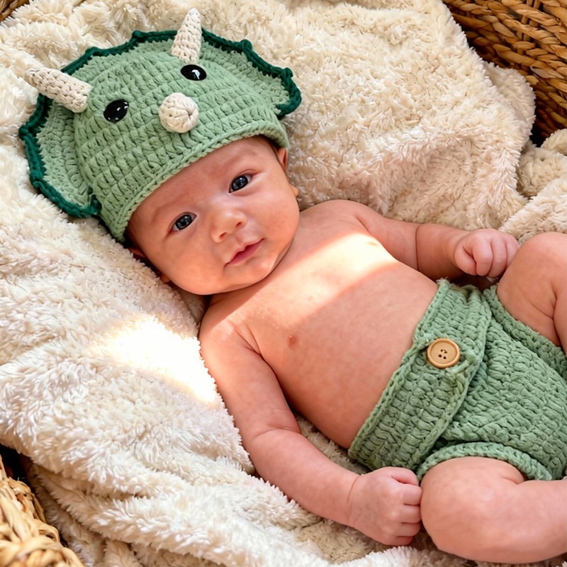 2pcs Crochet Dinosaur Newborn  - Infant Photography Props Outfit recension och pris