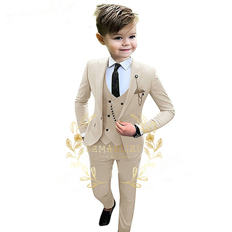 Kids Boys Beige Blazer Vest Pa - Baby Boy Suit Set Baptism recension och pris