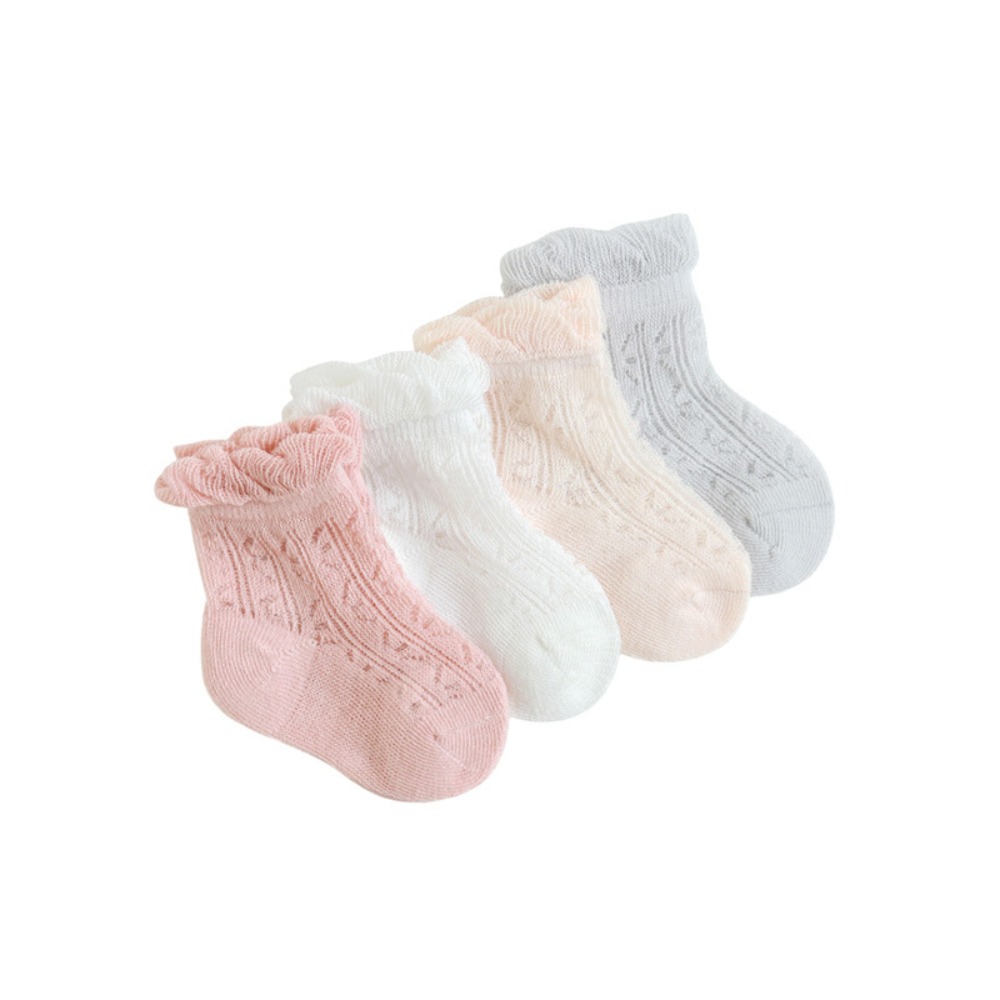 4Pairs Sweet Cotton Baby Ruffl - Unisex Baby Socks Non Slip recension och pris