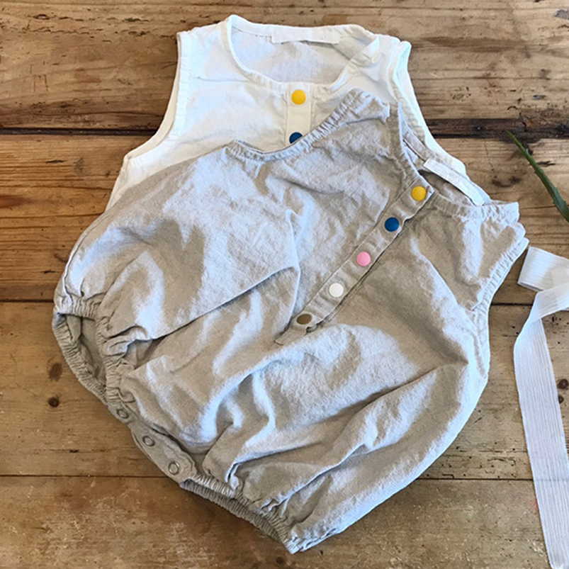 Linen Cotton Boys Romper Summe - Baby Summer Linen Sleeveless Jumpsuit recension och pris