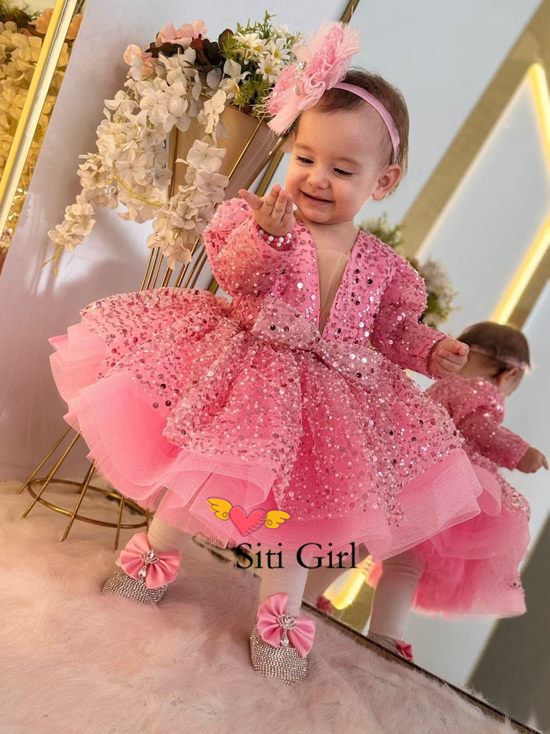 Pink Princess Baby Dress Flowe - Toddler Girl Tulle Party Dress recension och pris