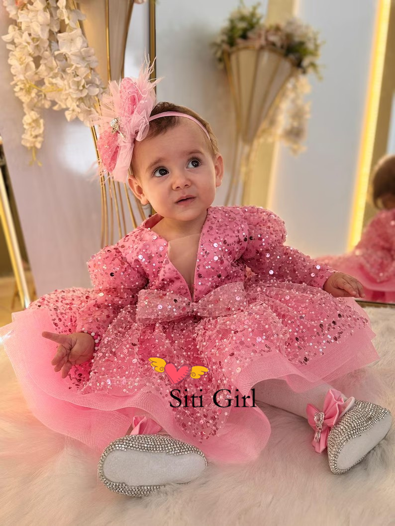 Pink Princess Baby Dress Flowe - Toddler Girl Tulle Party Dress recension och pris