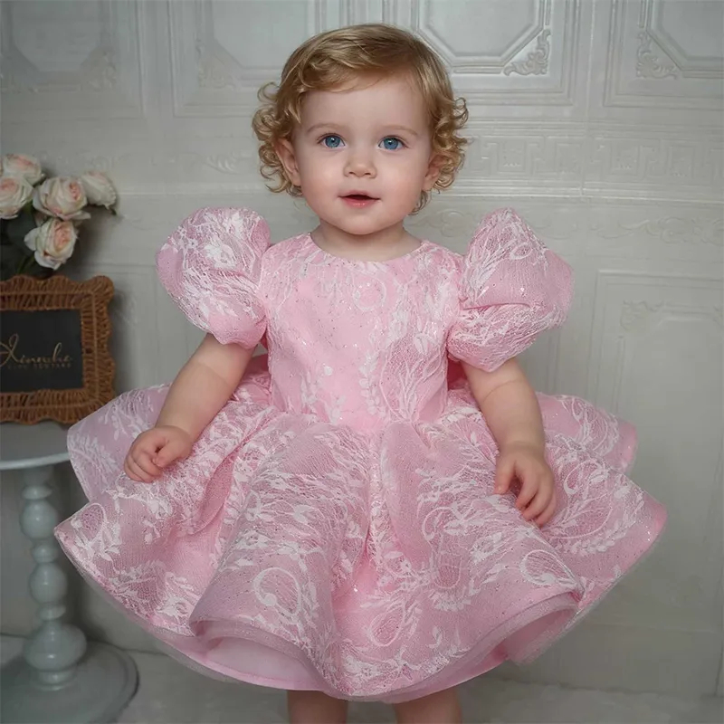 Elegant Pink Glitter Lace Todd - Toddler Girl Tulle Party Dress recension och pris