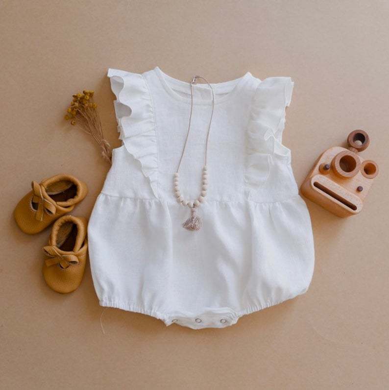 Summer Newborn Infant Baby Gir - Baby Summer Linen Sleeveless Jumpsuit recension och pris