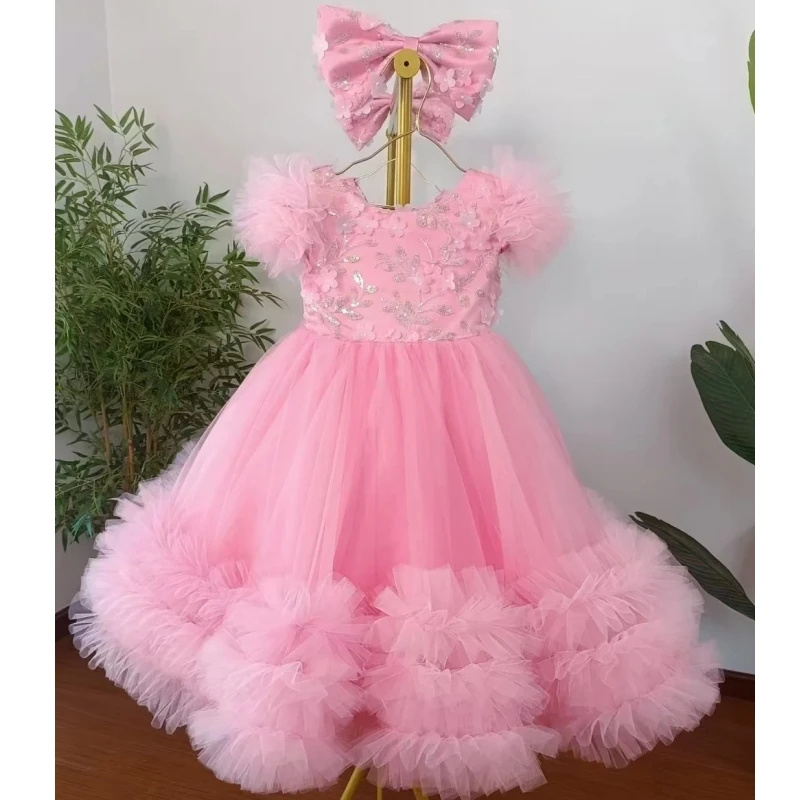 Customized Pink Flower Girl Dr - Toddler Girl Tulle Party Dress recension och pris