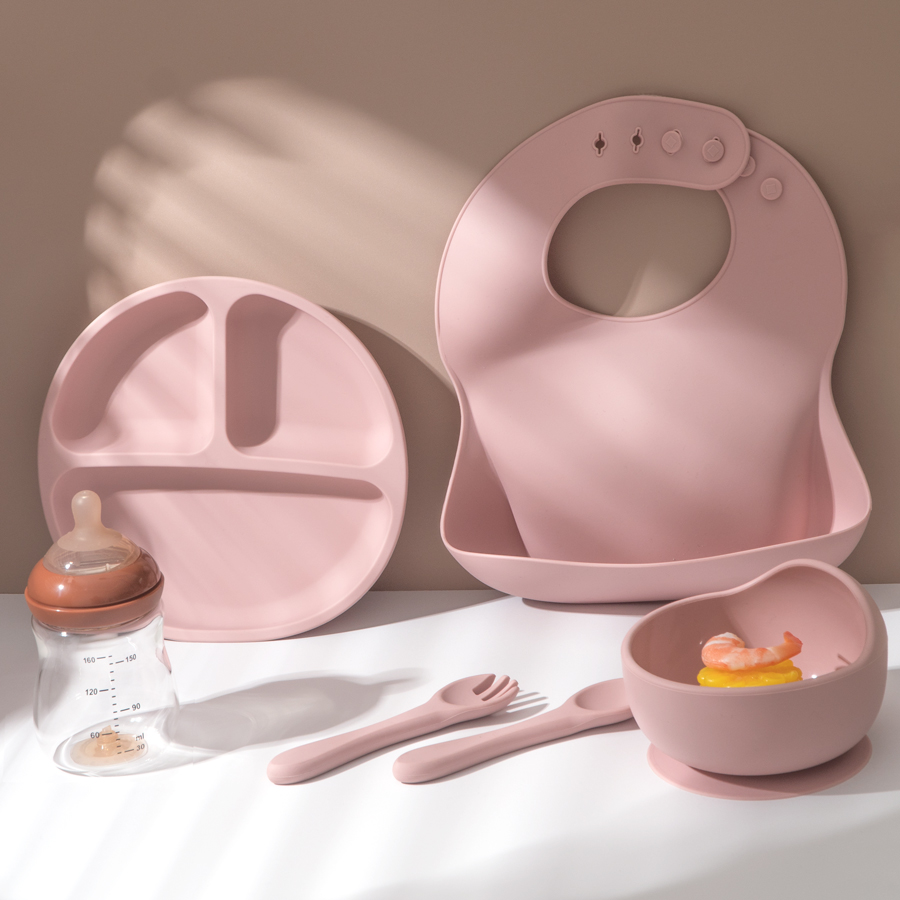 5Pcs Baby Silicone Feeding Set - Waterproof Baby Bibs Silicone recension och pris
