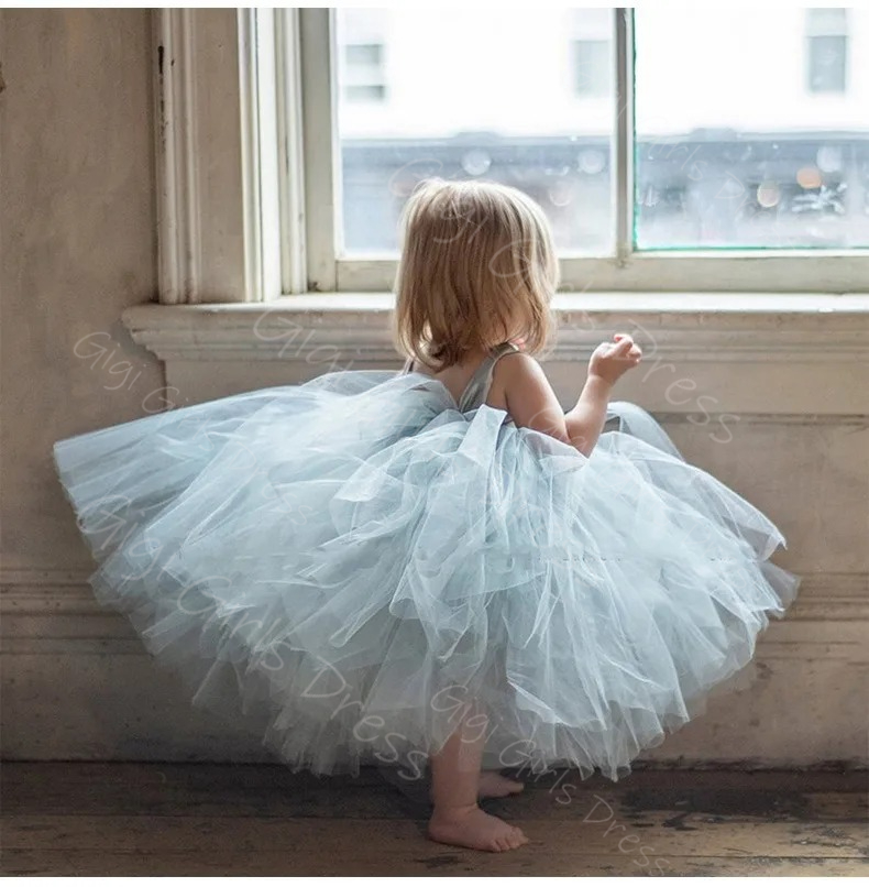 Blue Flower Girl Dress for Wed - Toddler Girl Tulle Party Dress recension och pris
