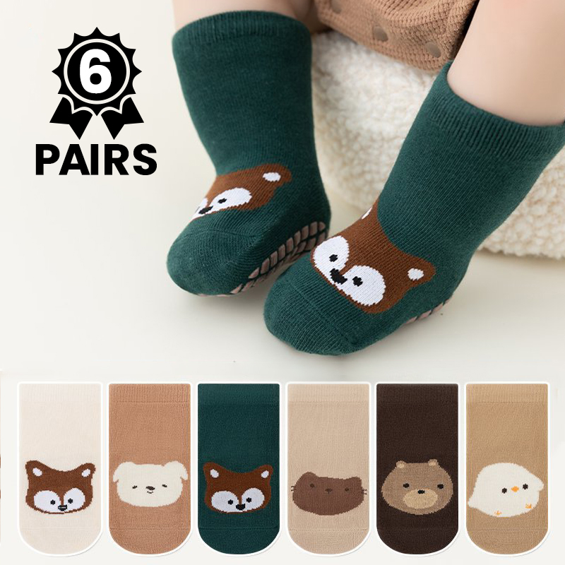 6Pairs Cute Cartoon Animal Bab - Unisex Baby Socks Non Slip recension och pris