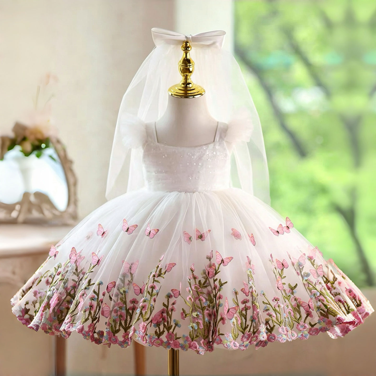 Jill Wish D277 White Butterfly - Toddler Girl Tulle Party Dress recension och pris