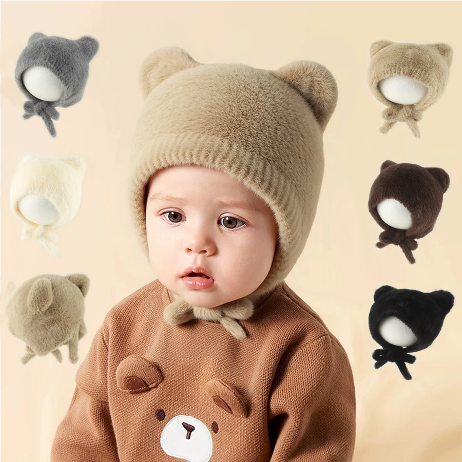 Cute Cartoon Baby Knitted Hat  - Infant Beanie Hat With Ears recension och pris