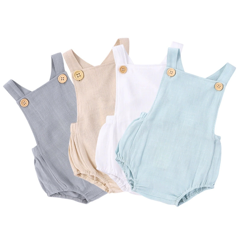 2025 Summer Newborn Baby Boys  - Baby Summer Linen Sleeveless Jumpsuit recension och pris