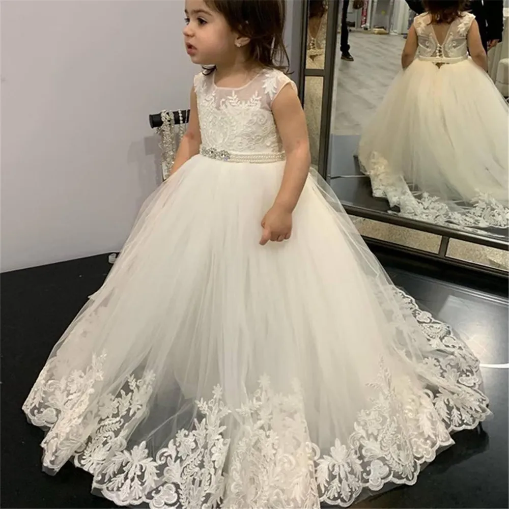 Flower Girl Dresses Lace First - Toddler Girl Tulle Party Dress recension och pris