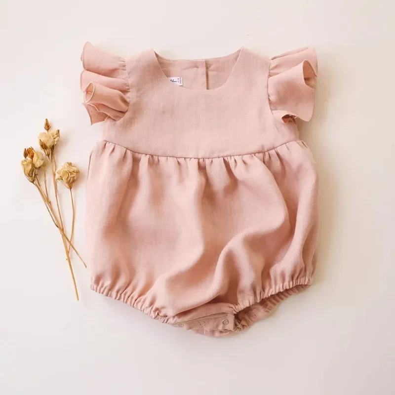 0-24M Linen Cotton Newborn Gir - Baby Summer Linen Sleeveless Jumpsuit recension och pris