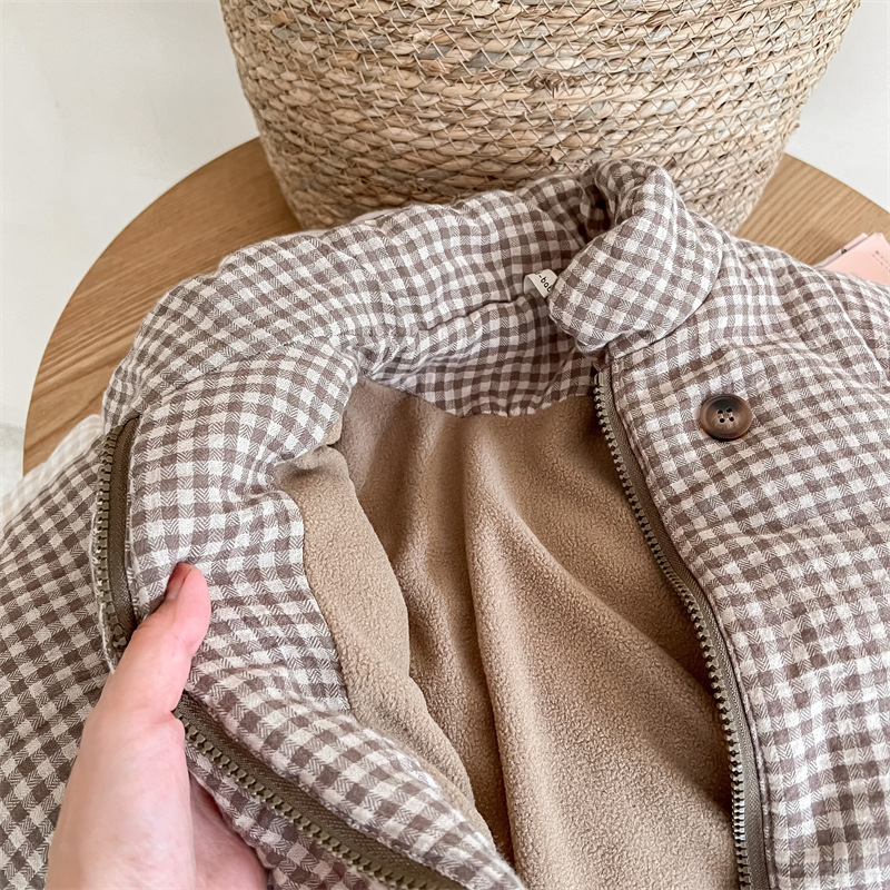 Kids Gingham Plaid Quilted Jac - Toddler Boy Winter Fleece Jacket recension och pris